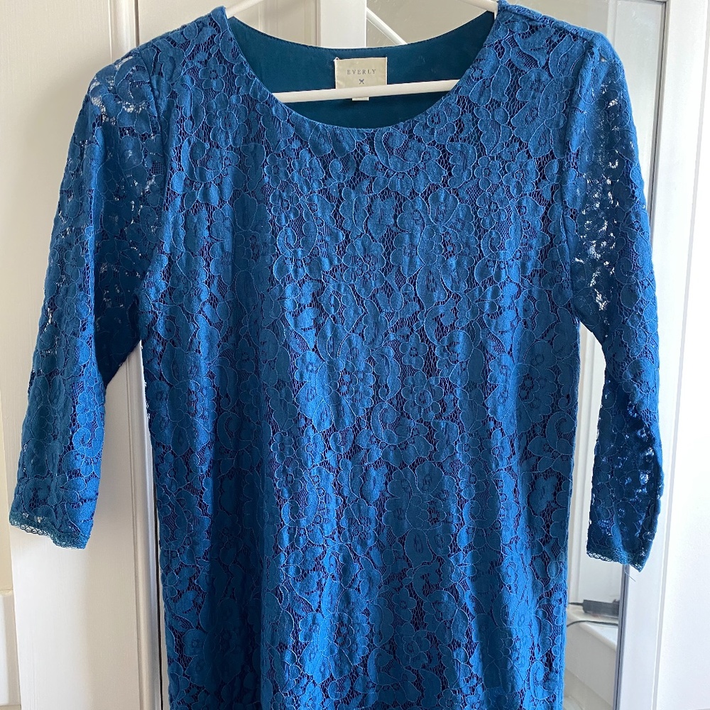 Everly Blue Lace Shift Dress